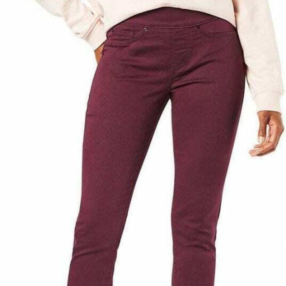 Signature by Levi Strauss & Co. Women's Totally Shaping Pull-On Skinny,Wine,10M
